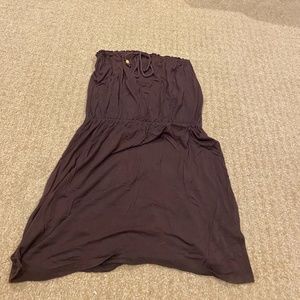 BROWN SWIM COVER UP ROMPER STRAPLESS